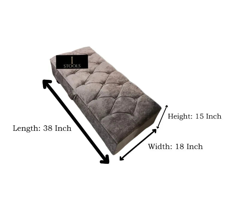 Brown Fabric Coffee Table Ottoman Storage | Large Chesterfield Footstool Bench