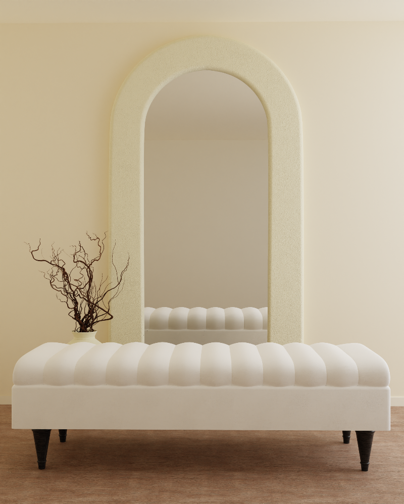 Creamy white romo Large coffee table Ottoman storage   