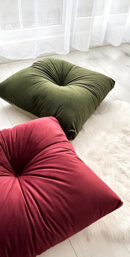 Small Velvet multicolour floor cushion set in multiple colors