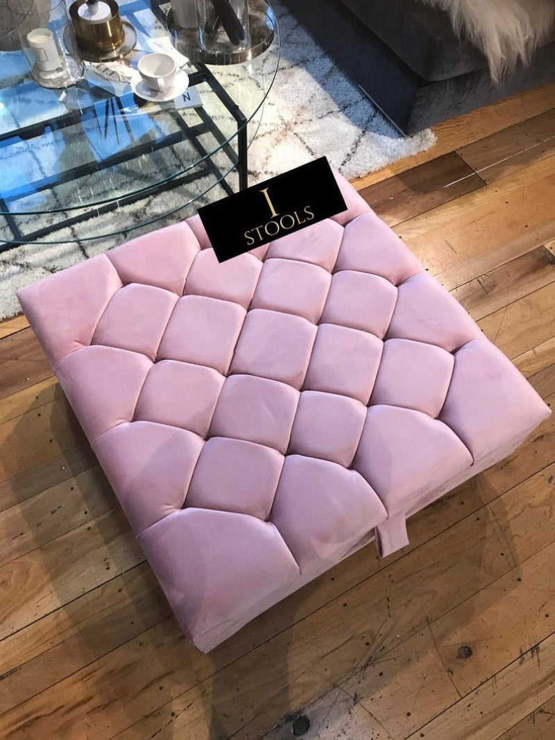 Buy Large Hot Pink Velvet Ottoman Storage at iStools 
