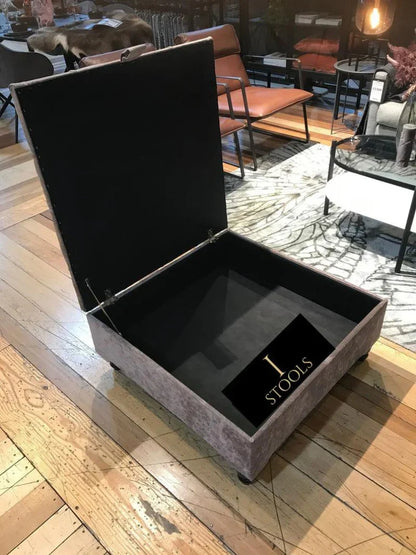 Brown Square Coffee Table Ottoman Storage | Brown Chesterfield Footstool