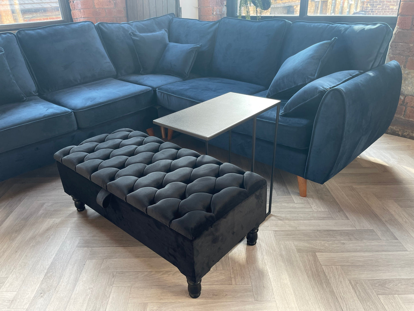 Black steel side table coffee table