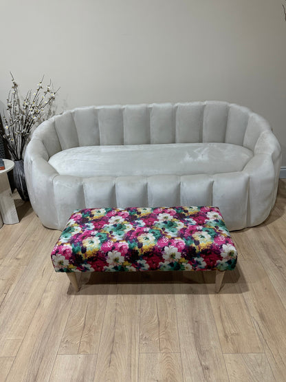 PREMIUM Belle floral printed Footstool window bay seat pouffe coffee table