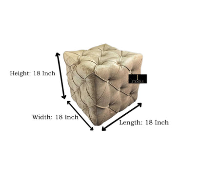 Brown square cube deep buttoned coffee table