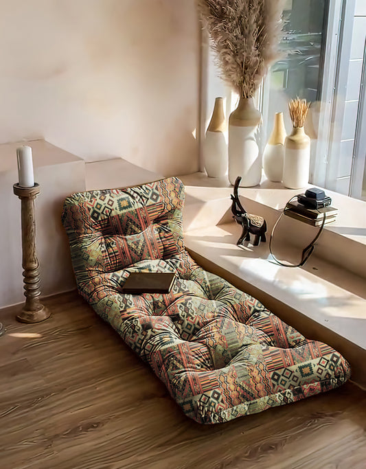 Warren multi colour patchwork print floor seating