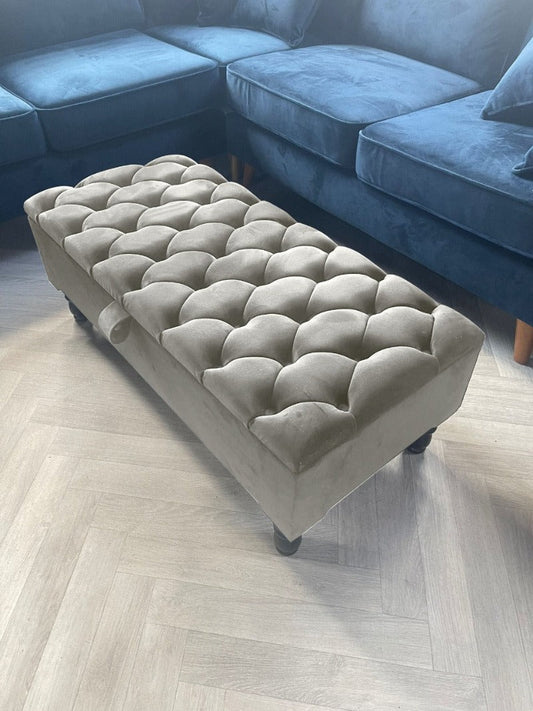 Premium silver Rectangular Ottoman footstool