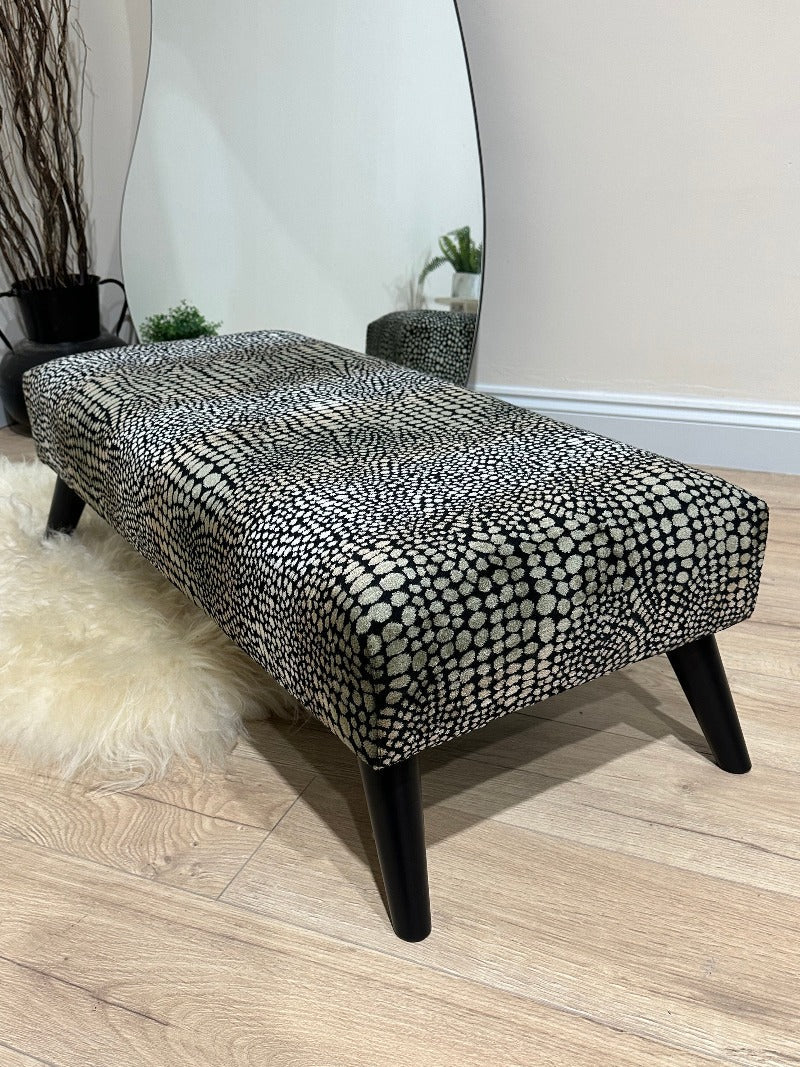 Premium leopard pattern fabric Ottoman seat 