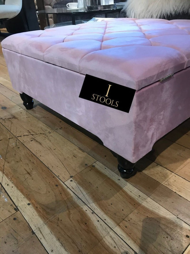 Buy Large Hot Pink Velvet Ottoman Storage at iStools 