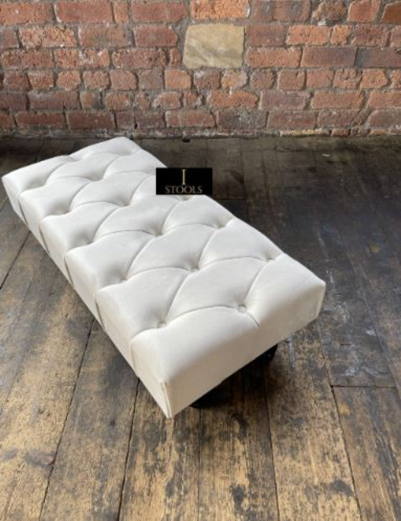 Creamy White Chesterfield Footstool 