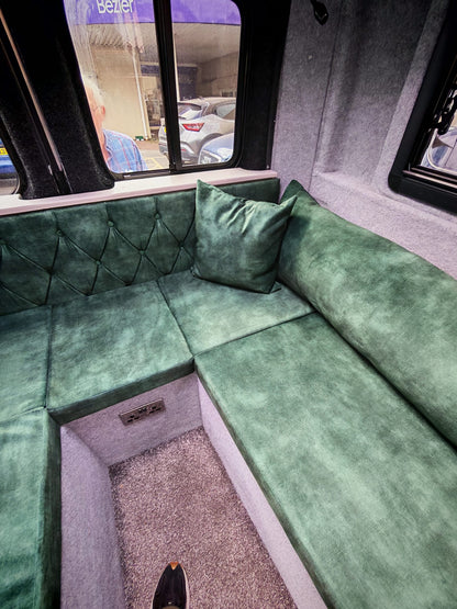 3 inch high-density support foam cross-section used inside a campervan seating cushion