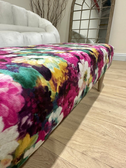 PREMIUM Belle floral printed Footstool window bay seat pouffe coffee table