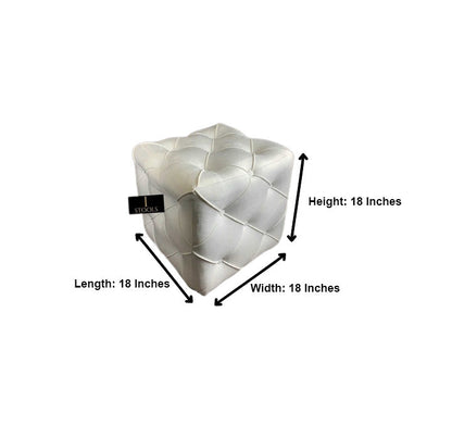 Creamy White square cube deep buttoned coffee table