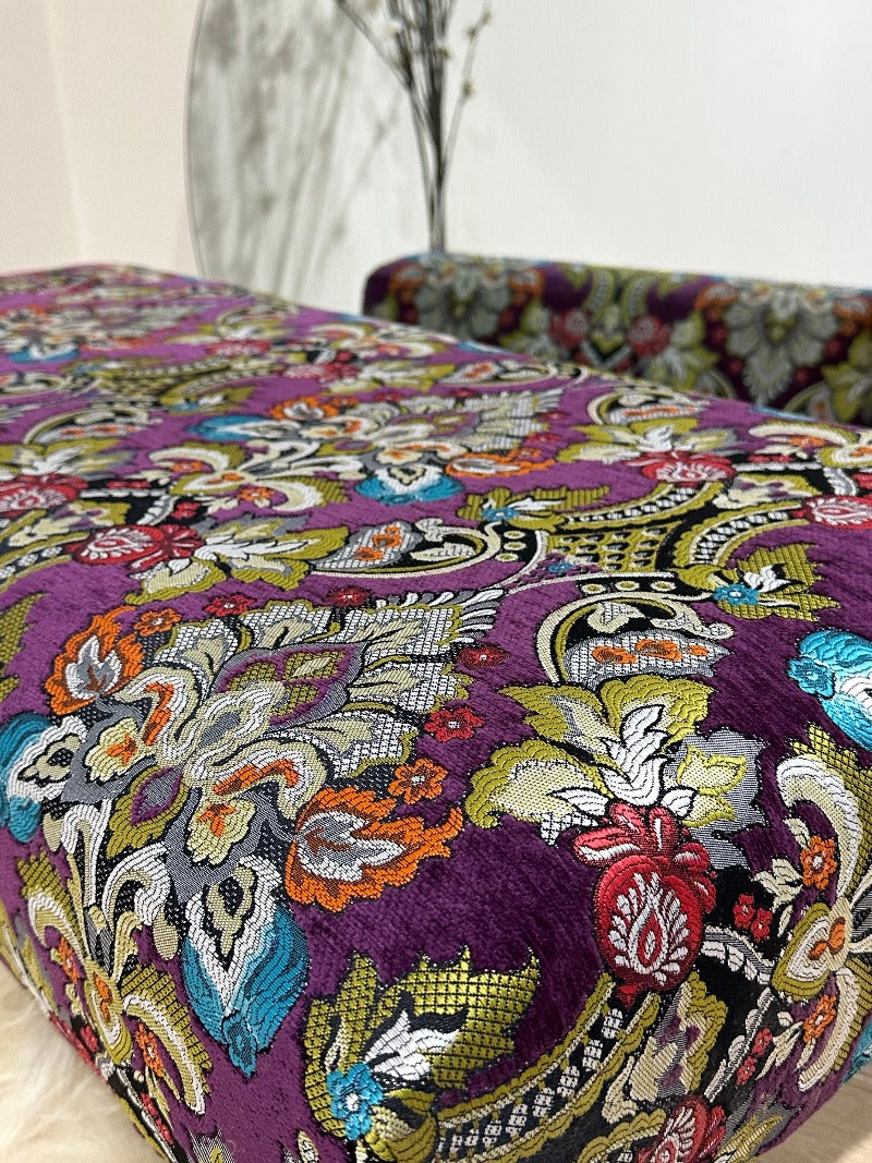 PREMIUM PURPLE FLORAL Handmade footstool
