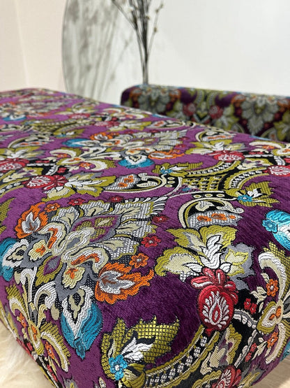 PREMIUM PURPLE FLORAL Handmade footstool