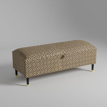 Bloc pattern geometry brown Ottoman footstool