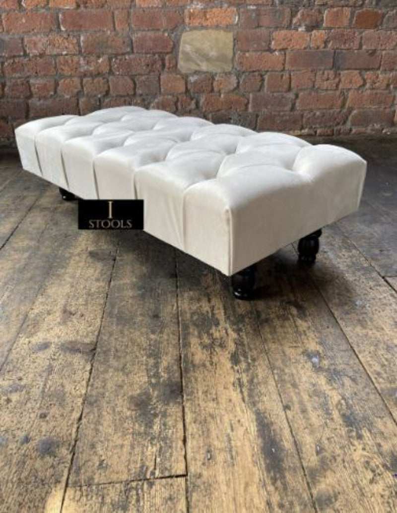 Creamy White Chesterfield Ottoman seat 