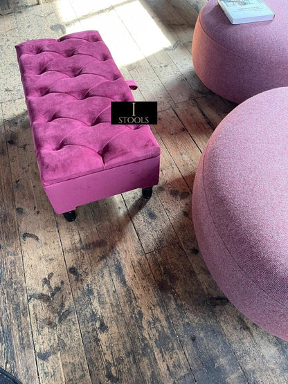 Maroon Ottoman Storage | Dark Red Wood Footstool UK