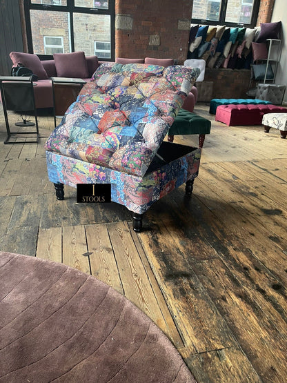 PREMIUM Ottoman storage square Demask multicolour