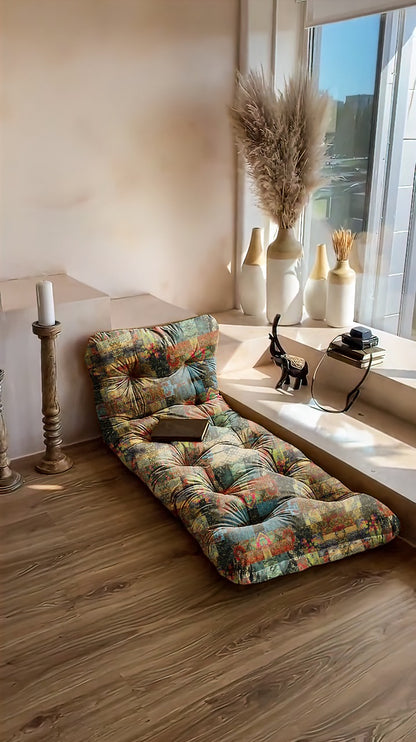 Pattern multicolour velvet floor seating