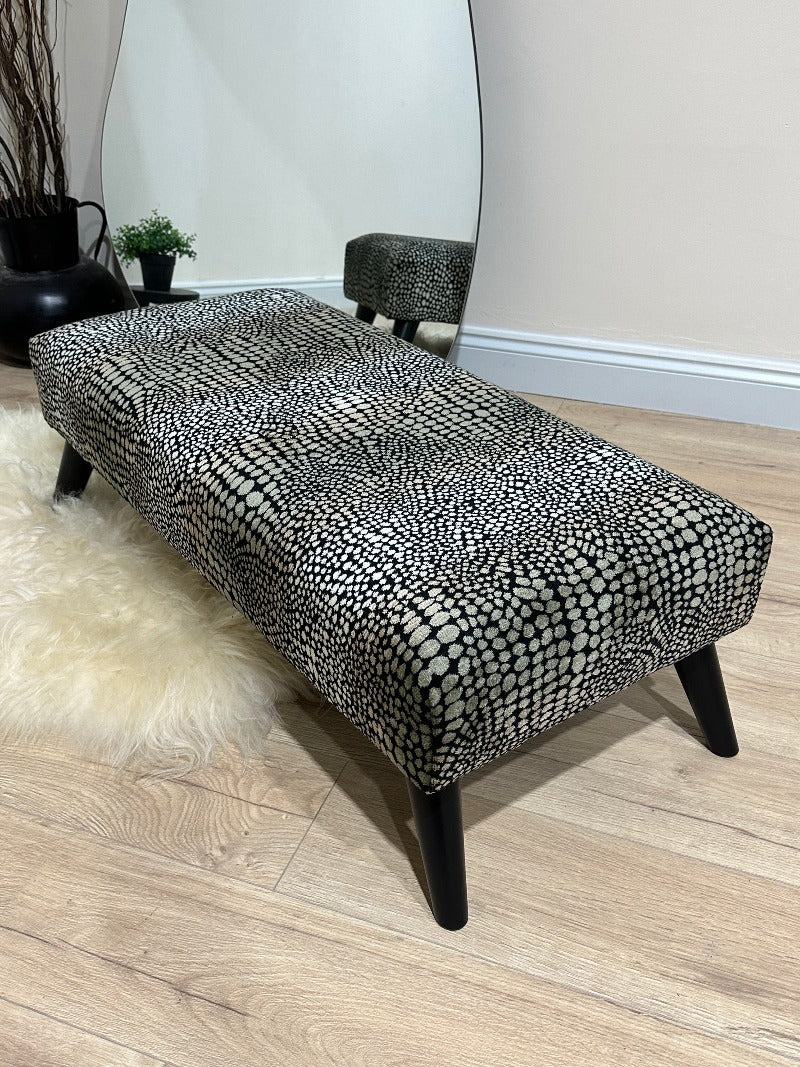 Premium leopard pattern fabric Ottoman footstool