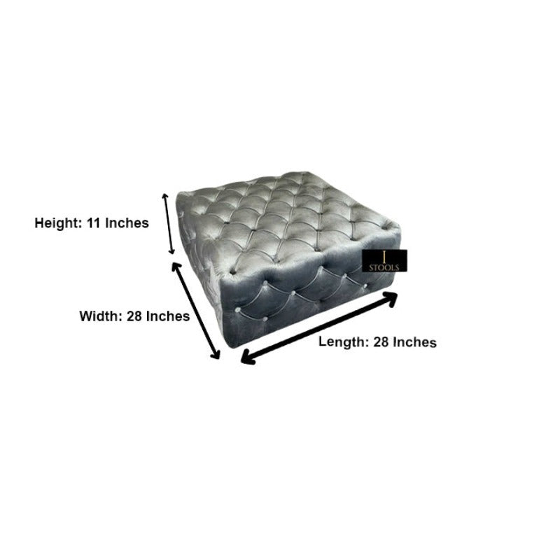 Dark Grey luxury Square Coffee Table , handmade Velvet Footstool & Coffee Table