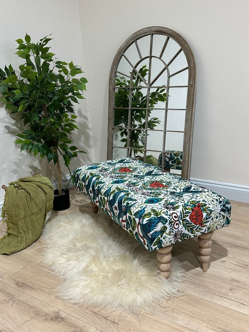 GREEN FLORAL Ottoman seat 