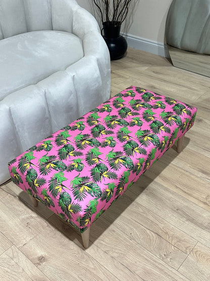 Premium pink floral Ottoman seat 