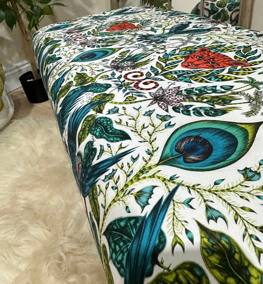 Made to measure available | bespoke peacock green storage round grey silver cap legs