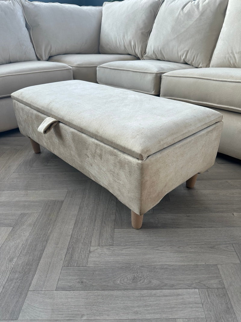 PREMIUM white Ottoman footstool