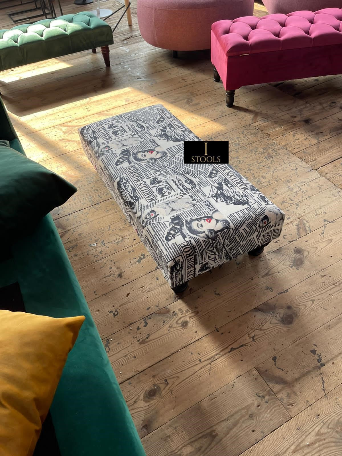 Marilyn Monroe printed fabric  Footstool Bench