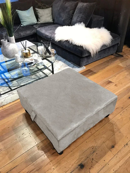 Square Plain Lid Coffee Table Ottoman Storage | Large Velvet Footrest UK