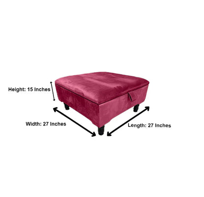 Maroon Square Plain Ottoman Storage | Red Foot Rest For Living Room