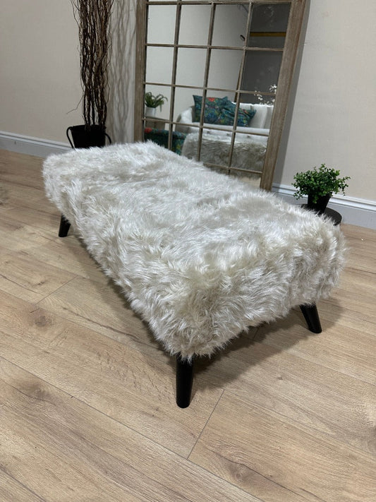 Tobi fluffy fabric Ottoman footstool