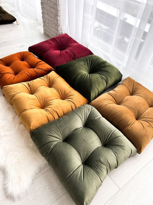 Small Velvet multicolour floor cushion set in multiple colors