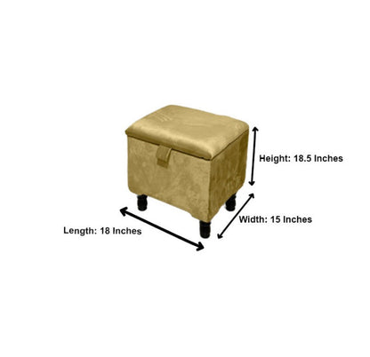 Mustard Gold Small Plain Storage Box | Small Gold Footrest UK | Gold Ottoman Stool with Storage