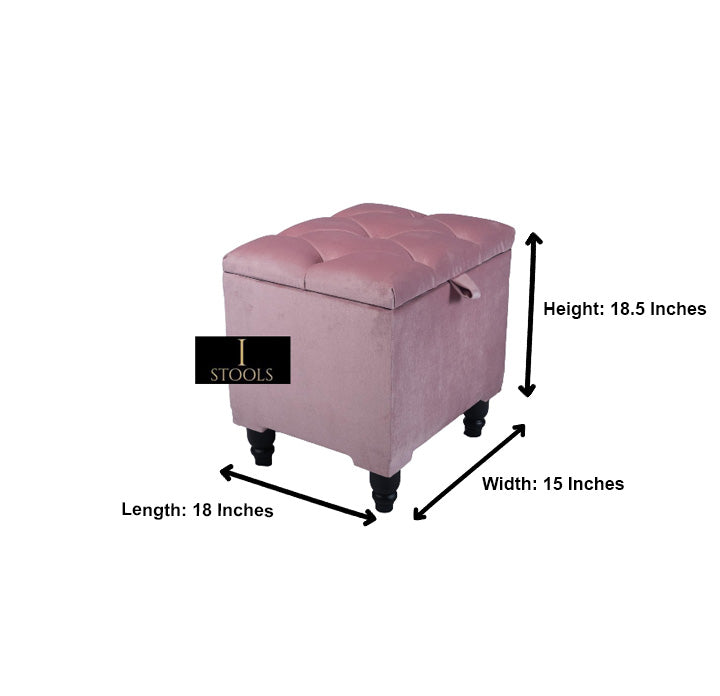 Pink Small Storage Box | Small Pink Footstools UK | Pink Ottoman Storage Stool
