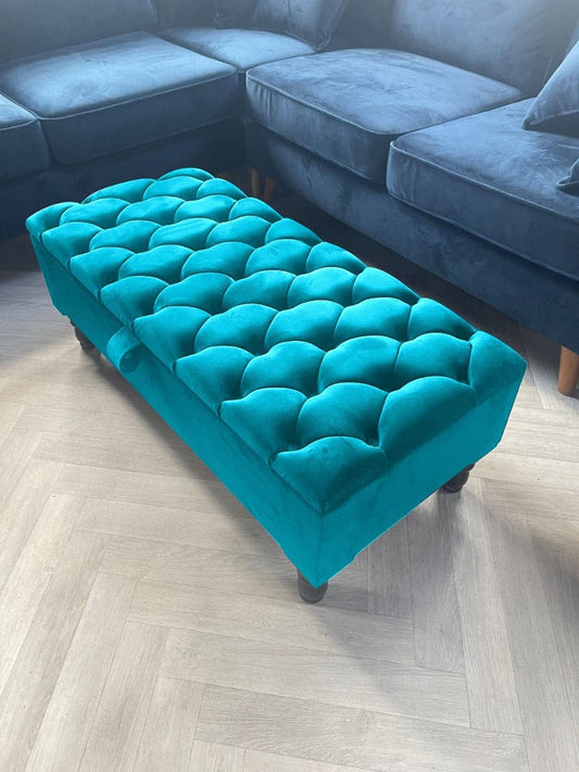 Premium teal Rectangular Ottoman footstool