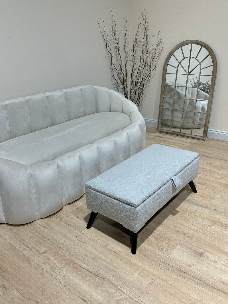 PREMIUM pale grey storage Bench seat coffee tableFootrest