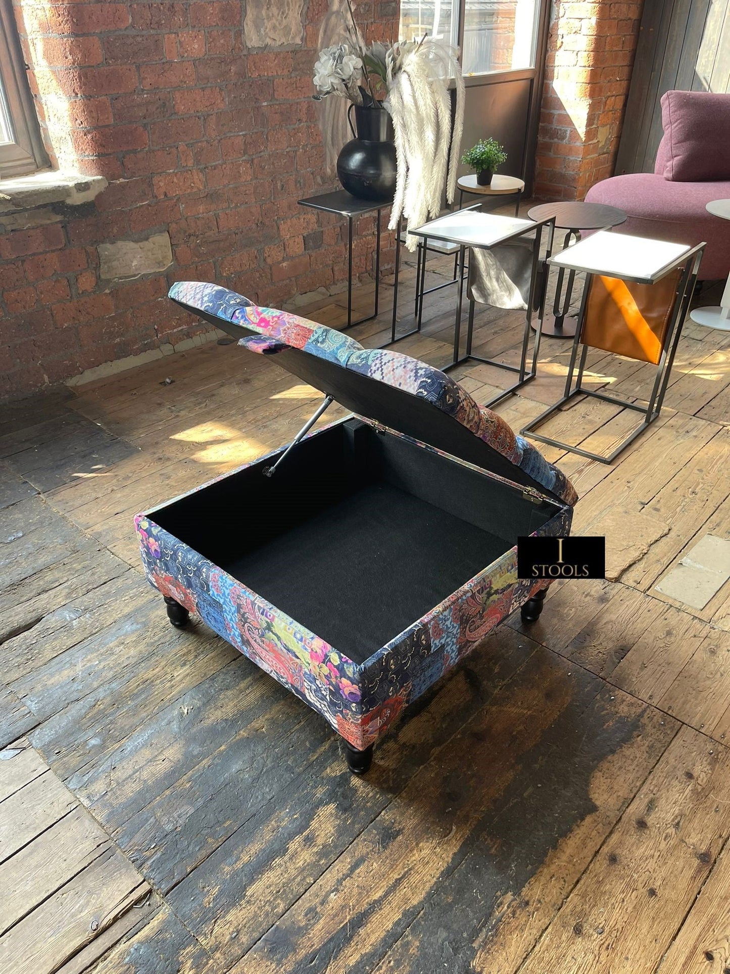 PREMIUM Ottoman storage square Demask multicolour