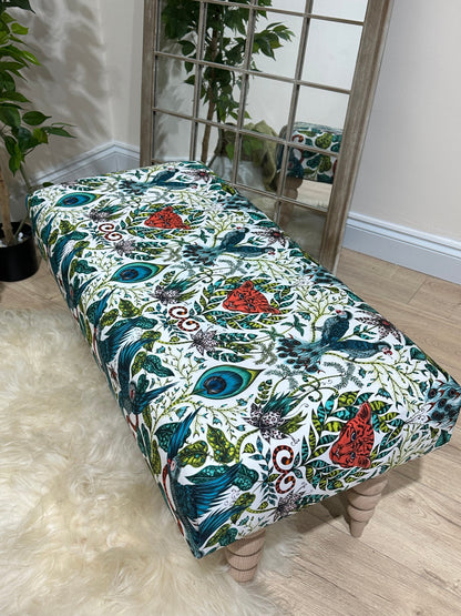 GREEN FLORAL Ottoman footstool