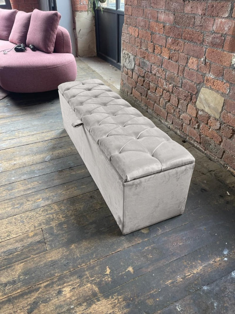 silver seat chesterfield Ottoman storage   