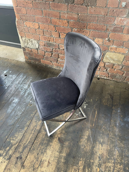 Curved Back Dark Grey Dining Room Chair