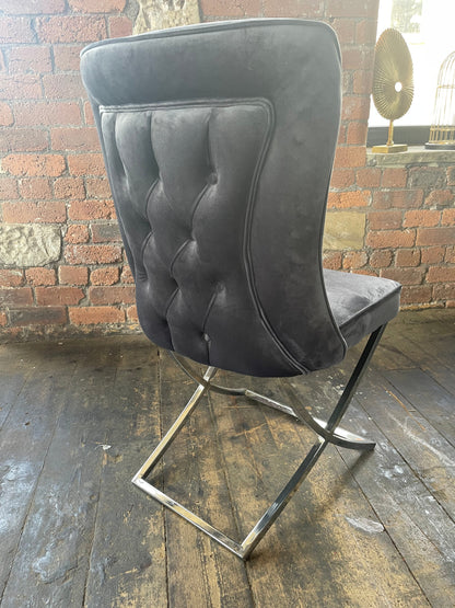 Curved Back Dark Grey Dining Room Chair