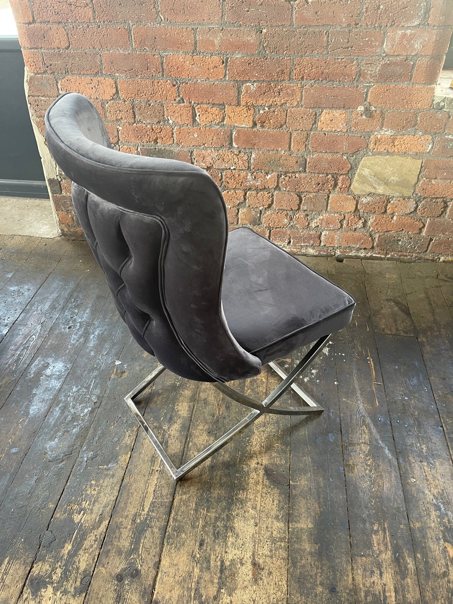 Curved Back Dark Grey Dining Room Chair