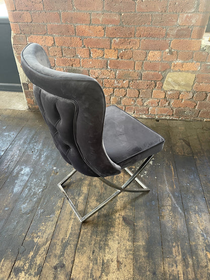 Curved Back Dark Grey Dining Room Chair