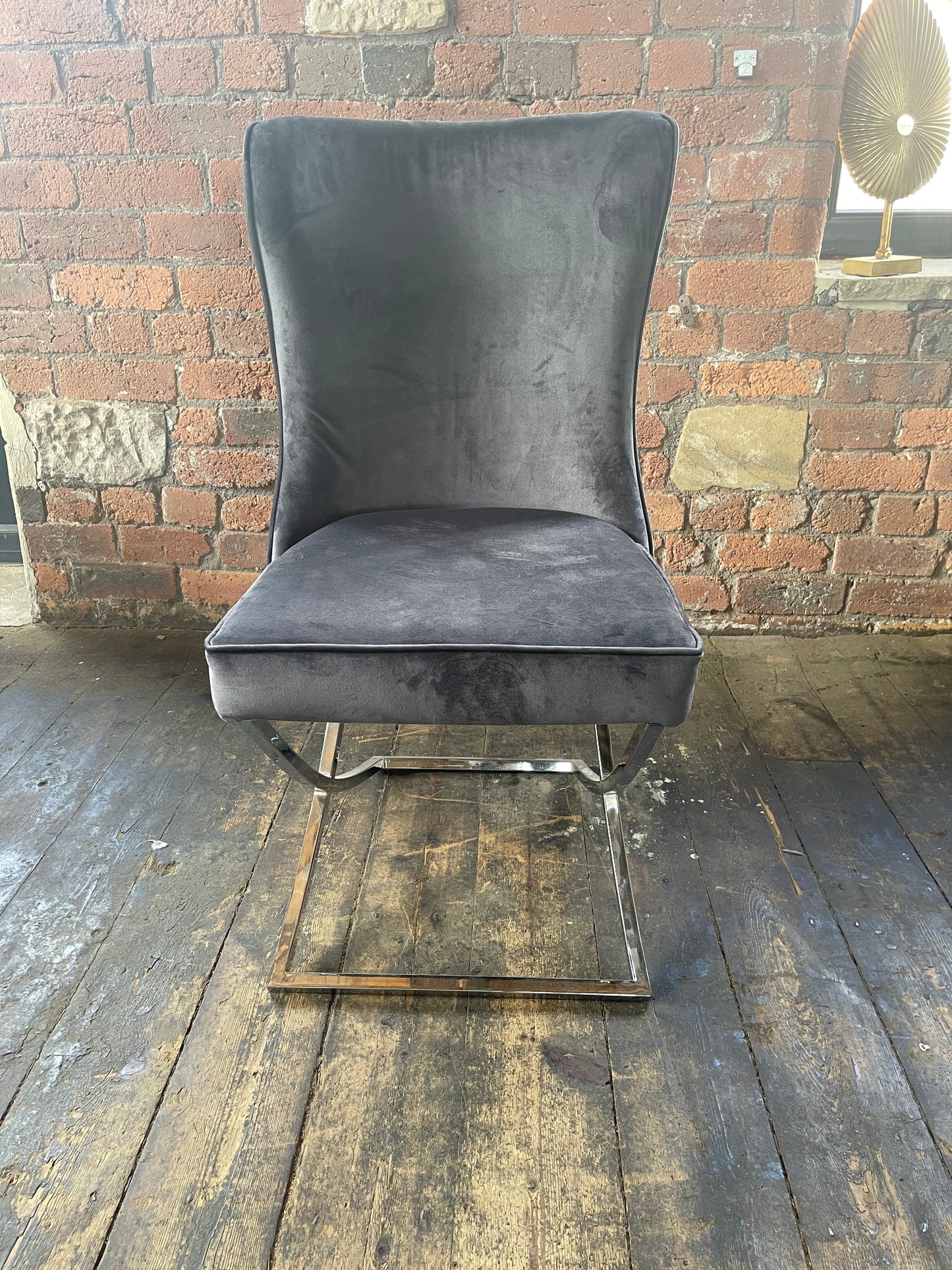 Curved Back Dark Grey Dining Room Chair