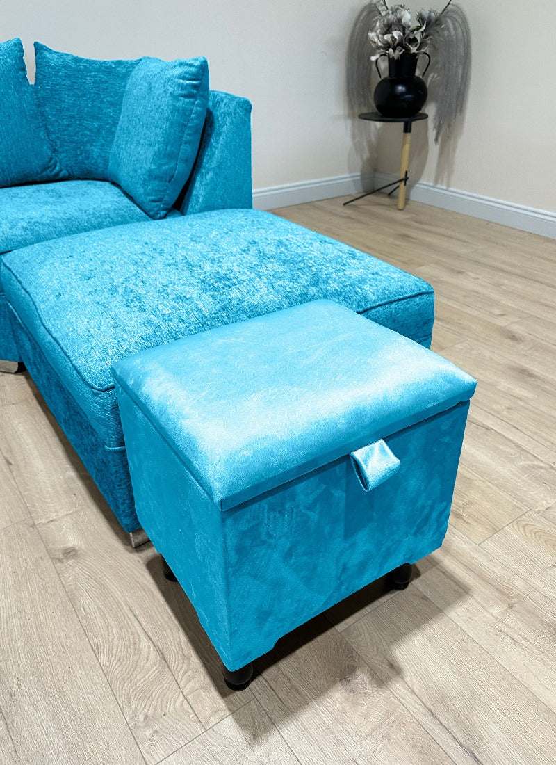 Aqua Blue Ottoman storage   
