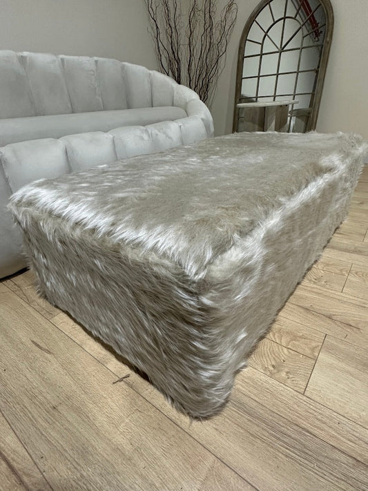 Tobi coffee table fluffy fabric Ottoman storage   