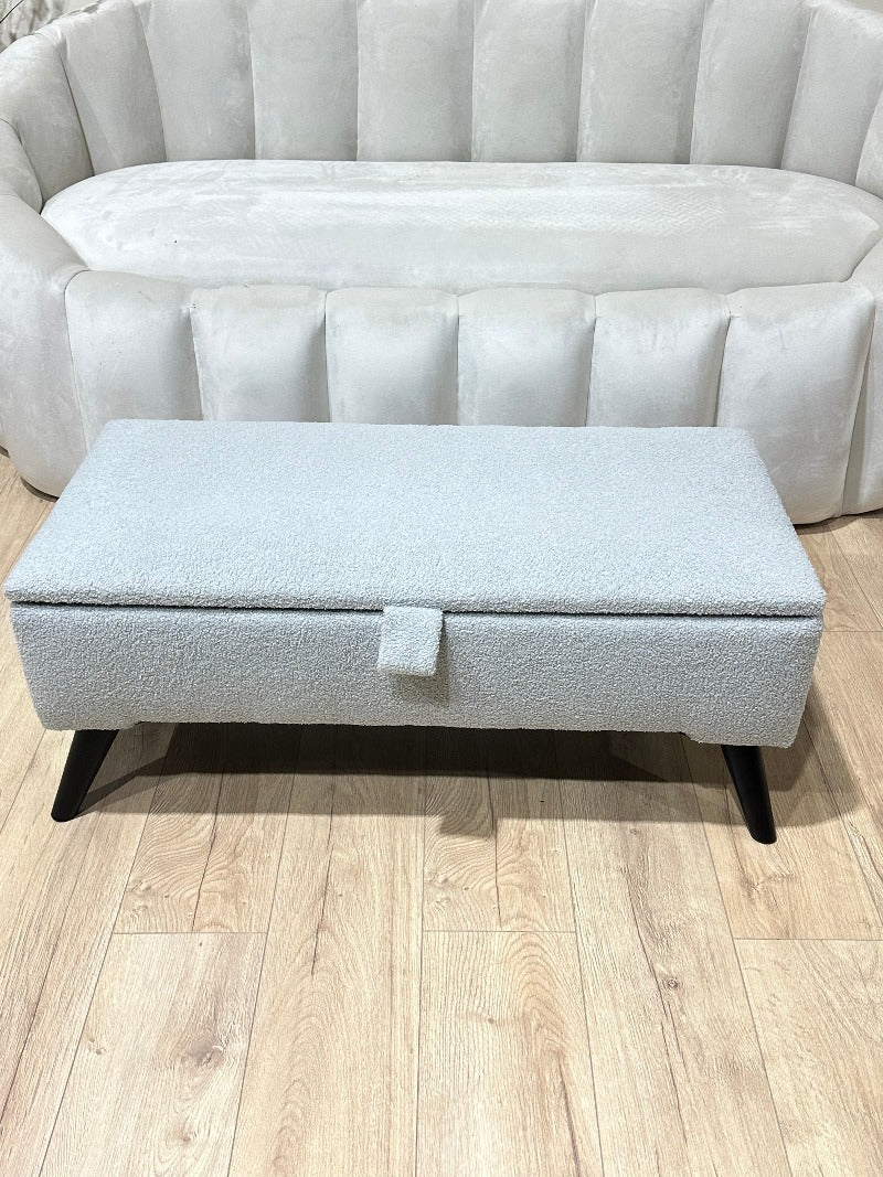 PREMIUM pale grey storage Bench seat coffee tableHandmade footstool