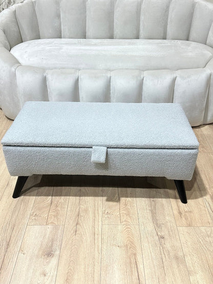 PREMIUM pale grey storage Bench seat coffee tableHandmade footstool